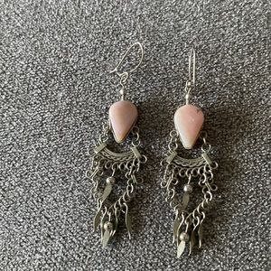 Silver and pink earrings